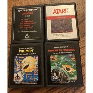 Lot of 4 Atari 2600 Games Combat‎ Phoenix Pac-Man Demons to Diamonds